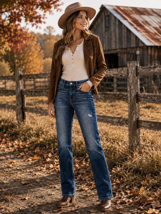 Judy Blue Denim - Judy Blue Straight Leg Jeans 29 Dark Wash Distressed Stretch Denim
